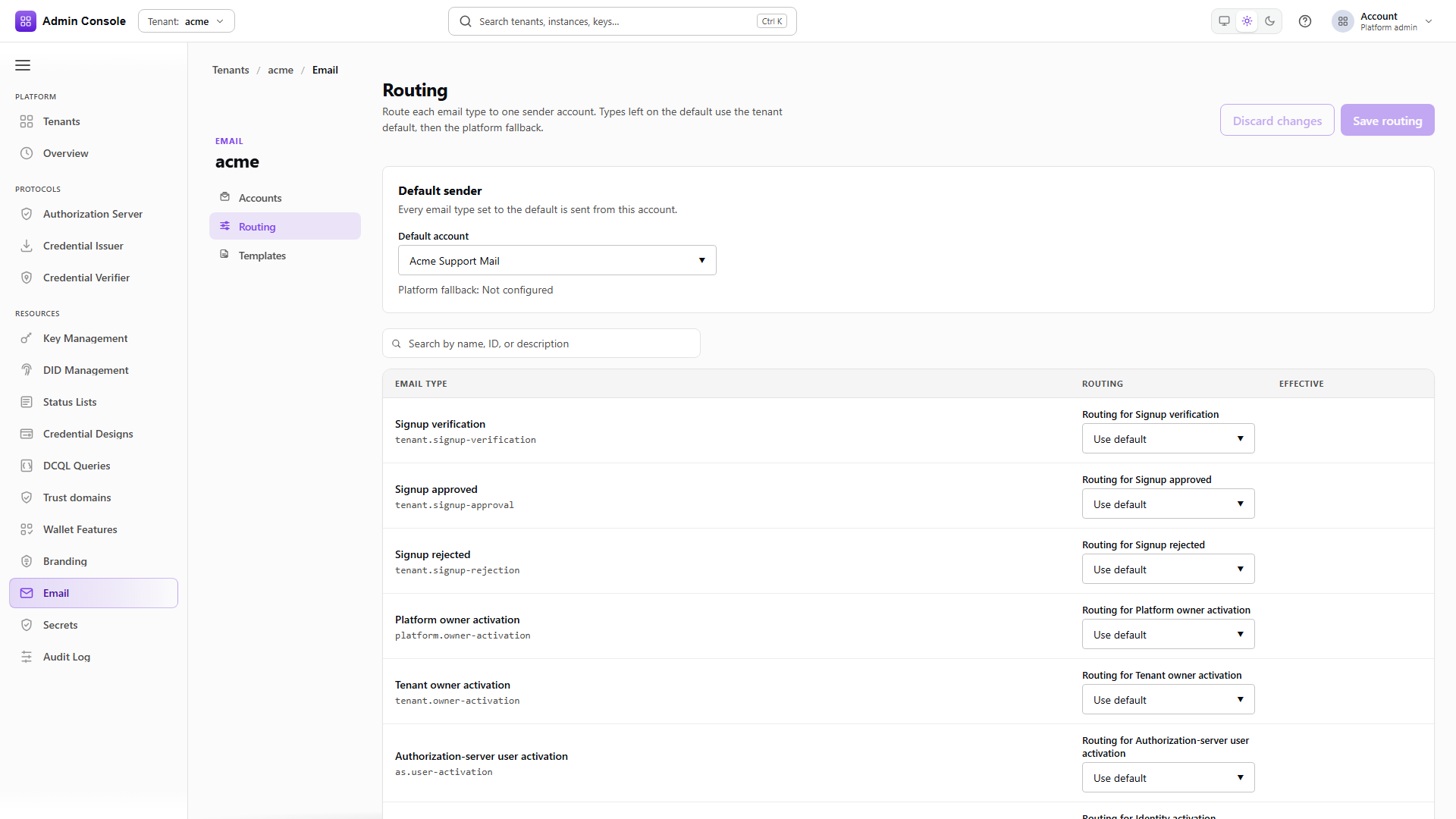 Email routing policy