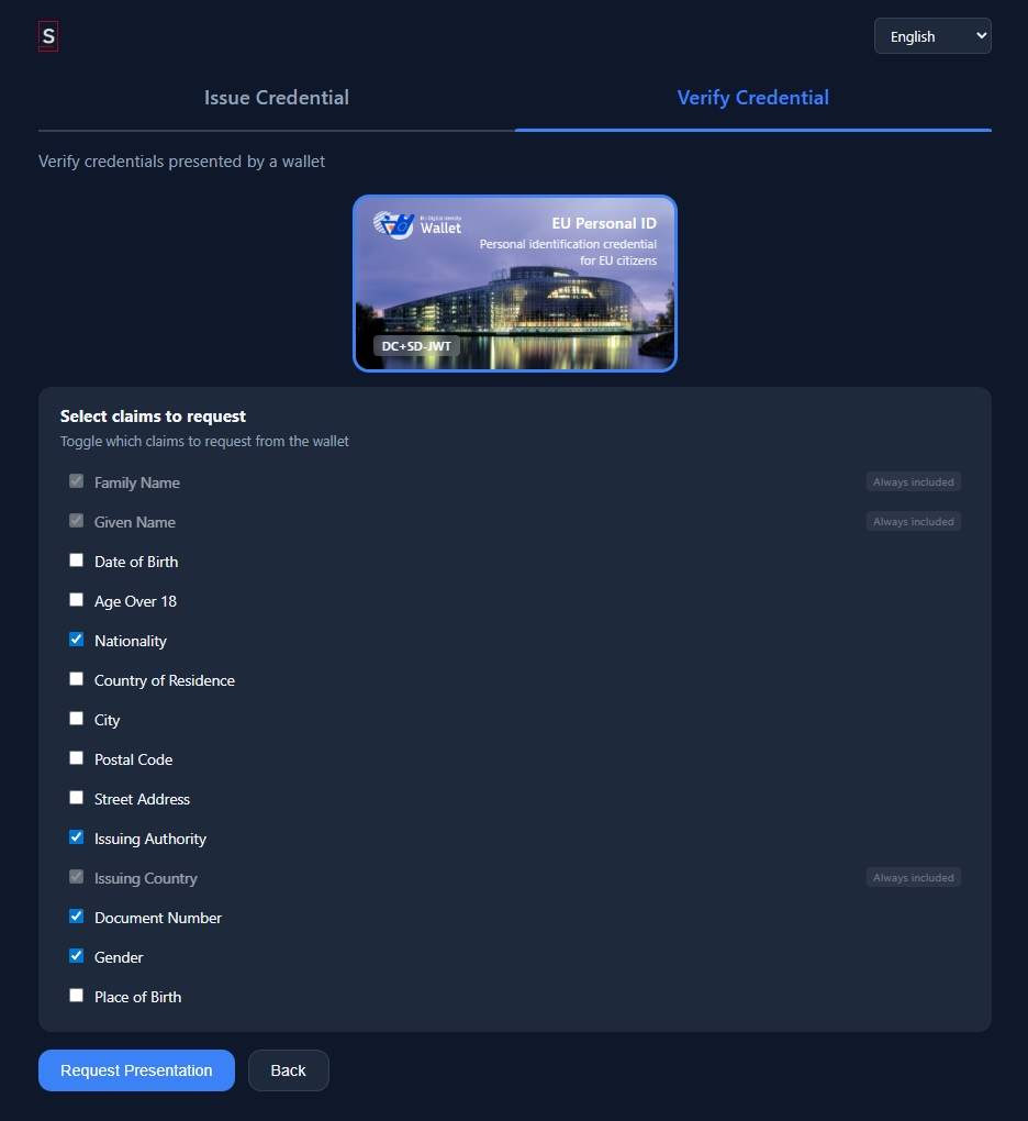Verify credential